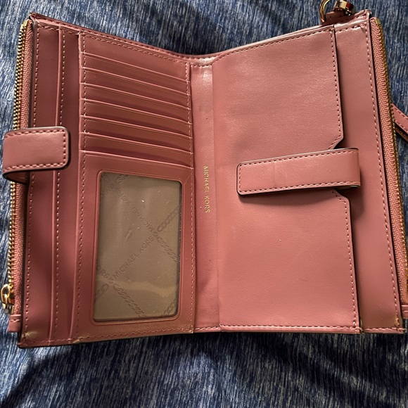 Pink Michael Kors Jet Set Double Zip Wristlet Phone Wallet - Picture 3 of 7